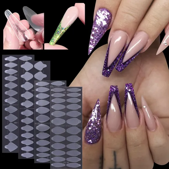 Professional 24PCS/Set Acrylic Extension Gel Silicone Nail Form Mold for Nail Art