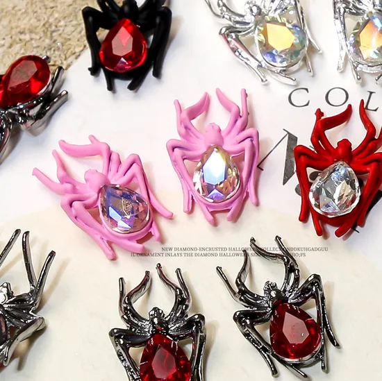Wholesale New Dark Alloy Spider Personality Retro Halloween Spider Nail Decoration 
