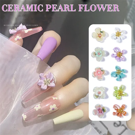 Nail Supplies 3D Nail Art Decoration Simulation Design Manicure Design Accessories Ceramic Pearl Flower Nail Decoration 