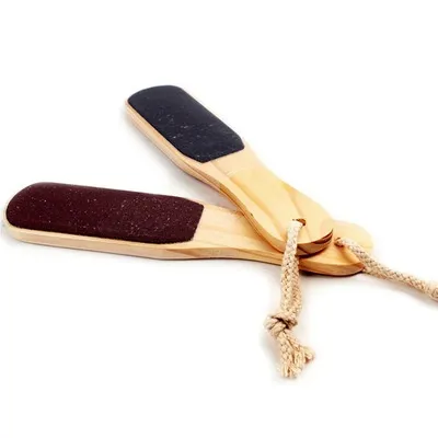 Wholesale Wooden Pedicure Sandpaper Curved Handle Foot File 