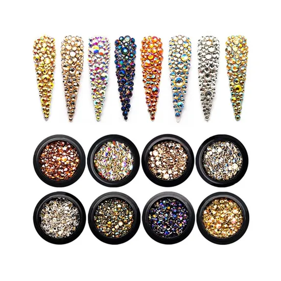 8 Color Nail Rhinestone Crystal Diamond Gem Sticker Decoration for Nail Art Beauty Design 