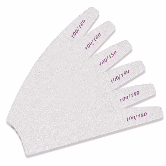 High Quality 100/180 Emery Double Sides Half Moon Shape Nail Files Buffer