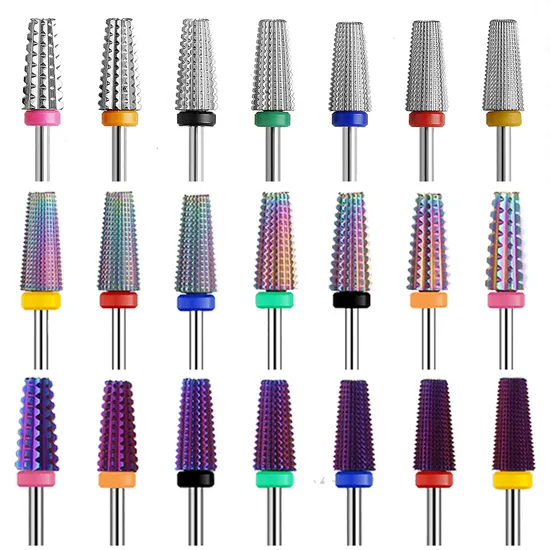 Two Way Rotate Professional Advanced Safety Cuticle Bits for Nail 3/32′′ Carbide Tungsten 5 in 1 Nail Drill Bits 